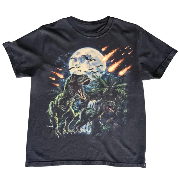 Vintage 90s Dinosaur Graphic T-Shirt, Retro T-Rex & Raptor Round Neck Tee, Unisex S-3XL Casual Cotton Short-Sleeve Streetwear Top, Men's & Women's Apparel