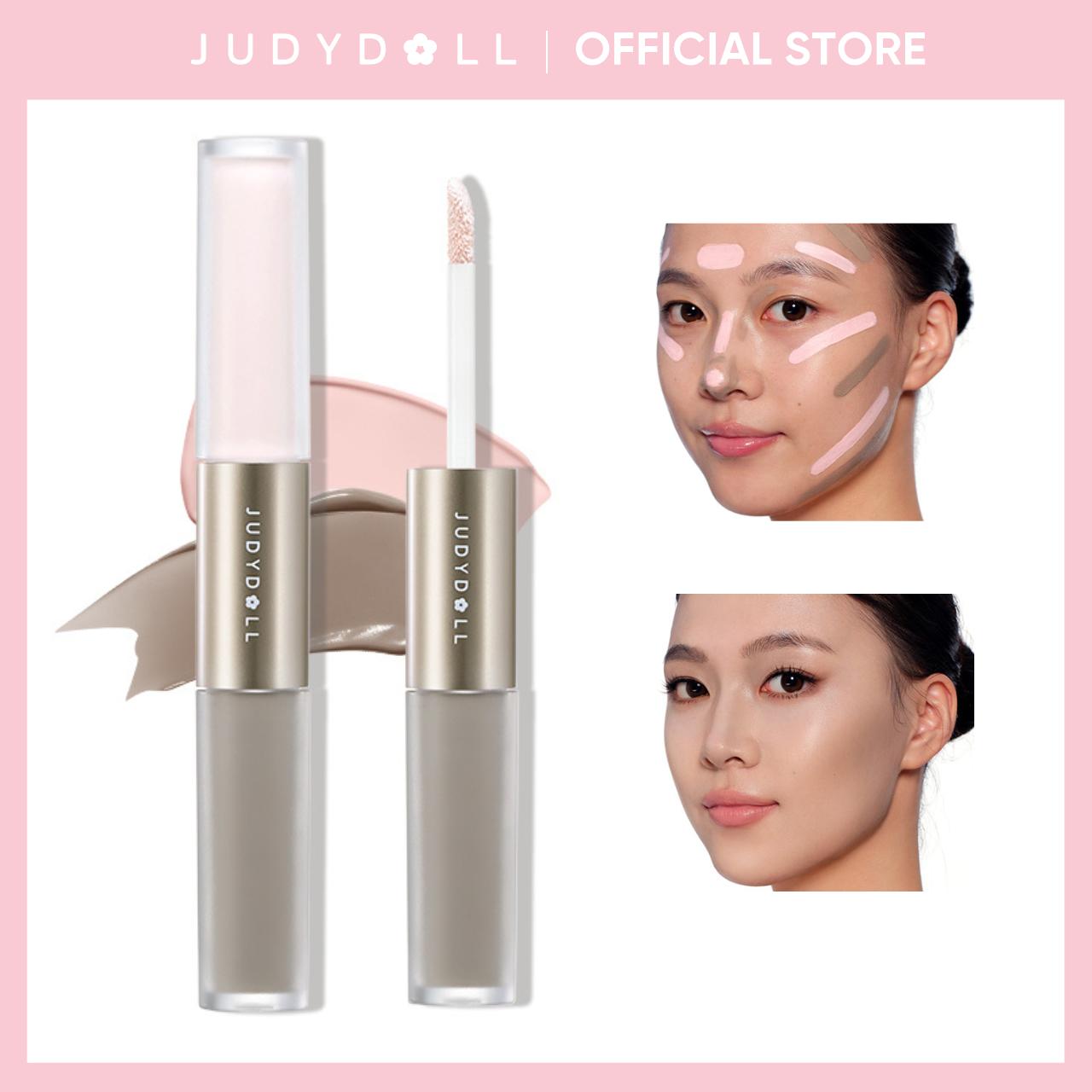 JUDYDOLL Liquid Highlighter & Contour Duo, Liquid Contour & Under Eye Brightening Duo, Bronze, Buildable, Ultra-Blendable, Dual-Ended Highlighter & Contour Liquid, Makeup, Cosmetic, Long-Lasting, Summerwins