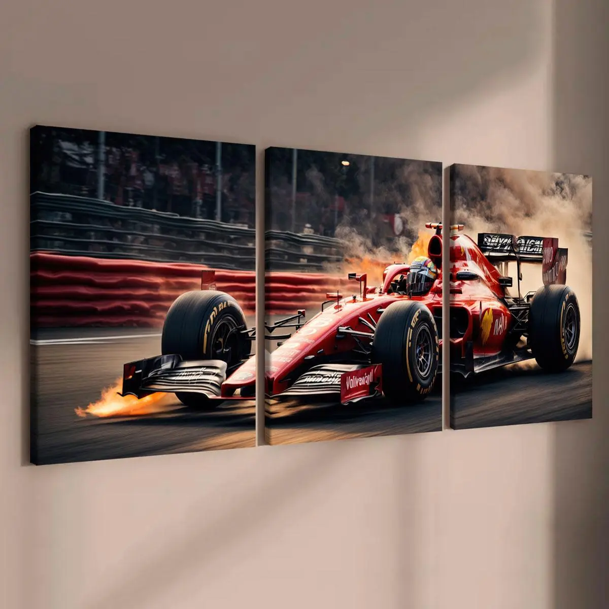 Formula Racing Track Pattern Canvas Painting with Frame, 3 Counts/set Wooden Framed Canvas Wall Art, Artistic Artwork, Wall Decor for Home Living Room Bedroom Office, Ornaments