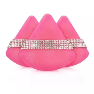 Luxurious Diamond Triangle Powder Puff Set, Soft Velvet Makeup Tool, Ideal for Mineral Body Powder and Wet/dry Effects