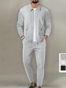 Men's 2-Piece Tracksuit Set - Sporty Chic Outfit, Collared Zipper Jacket & Soft Fabric Pants, Sports Jogging Wear, Suitable for Everyday Wear & Outdoor Activities, Father's Day Gifts