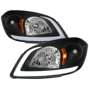 2005–2010 Chevrolet Cobalt Pontiac G5 / Pursuit LED Bar Projector Headlights w/ LED DRL Light Tube (Black Housing / Clear Lens)