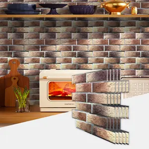 Self-Adhesive Wall Stickers, American Vintage Industrial Brick Pattern, Waterproof Oilproof Easy Cut No Residue, Home Decor, Kitchen Counter