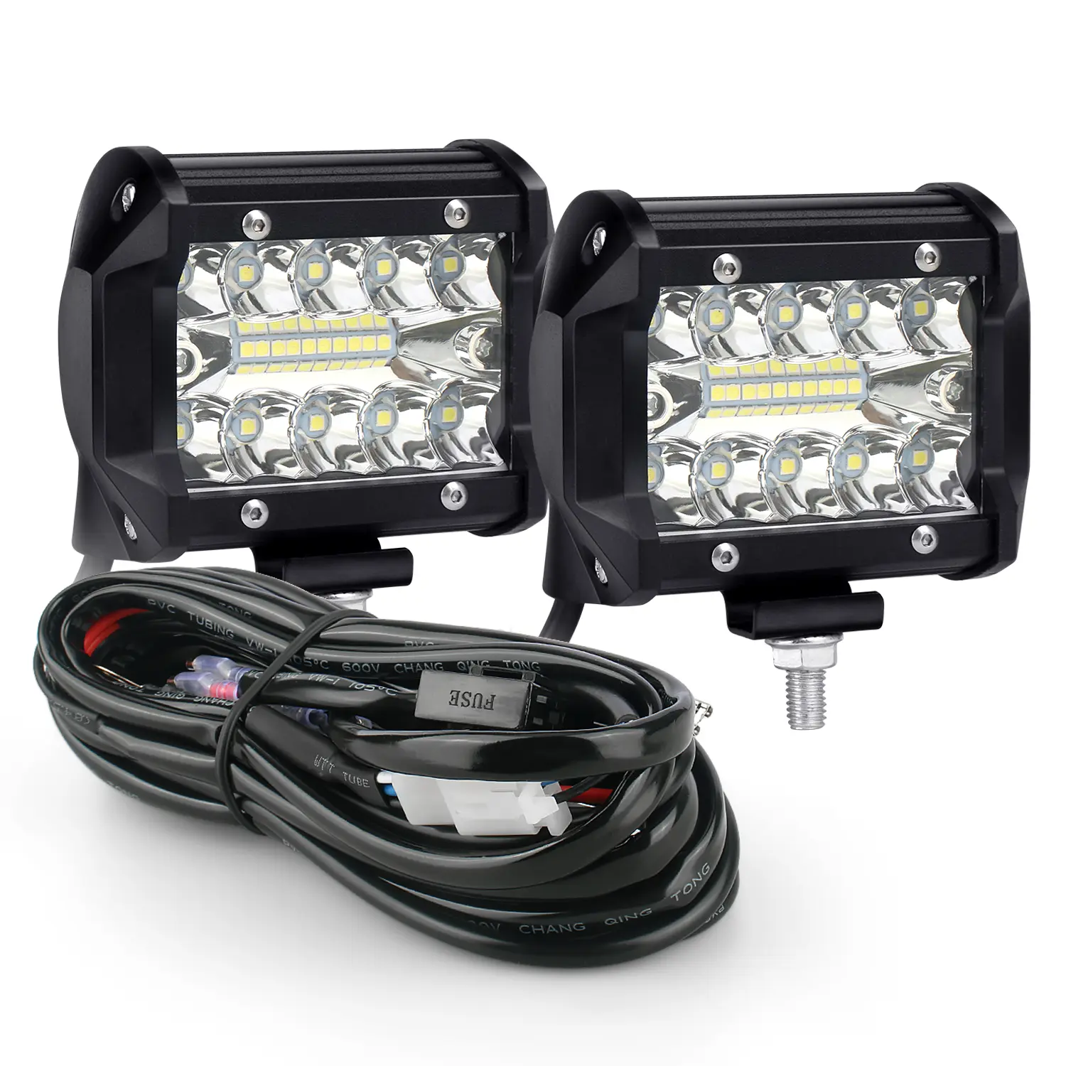 2Pack LED Light Pods,4 inch Spot Flood Combo Off Road Light Triple Row LED Driving Fog Light for Pickup Truck ATV UTV SUV Boat Light Vehicle， jeeplight bar