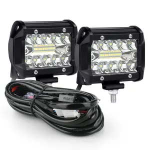 2Pack LED Light Pods,4 inch Spot Flood Combo Off Road Light Triple Row LED Driving Fog Light for Pickup Truck ATV UTV SUV Boat Light Vehicle， jeeplight bar
