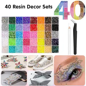 32000pcs Resin Jelly Rhinestones for Bedazzling, 40Colors 3mm Jelly Rhinestones, 1 Box Multicolor Flatback Resin Gems for Bedazzling, 3mm Colorful AB Jelly Rhinestones DIY Crafting, Diamond Art & Nail Art, Bedazzler Kit