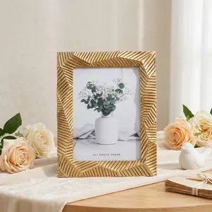 European Style Multi-Faceted Geometric Long Rectangle Decorative Picture Frame, Resin Material, Home Desktop Decoration, Bathroom Photo Display