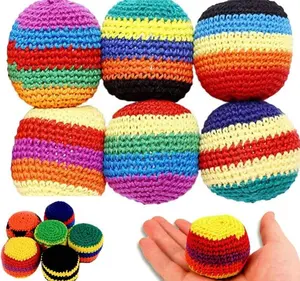 6-Pack 2.75-Inch Plush Soccer Hacky Sacks, Soft Fleece Footbags for Kids, Y2K Nostalgia Skill Toy, Outdoor Summer Camp Coordination Gear