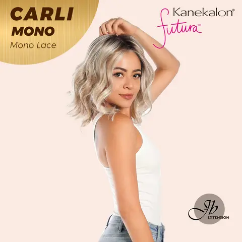 JBEXTENSION CARLI MONO Monofilament Handmade Wig 6X5 Full Monofilament Hand Tied Top Wig 14 Inches Mix Blonde Wave Mono Lace Wig With Anti-slip Silicone Strips Glueless Wig CARLI MONO【BENDY EAR TABS】