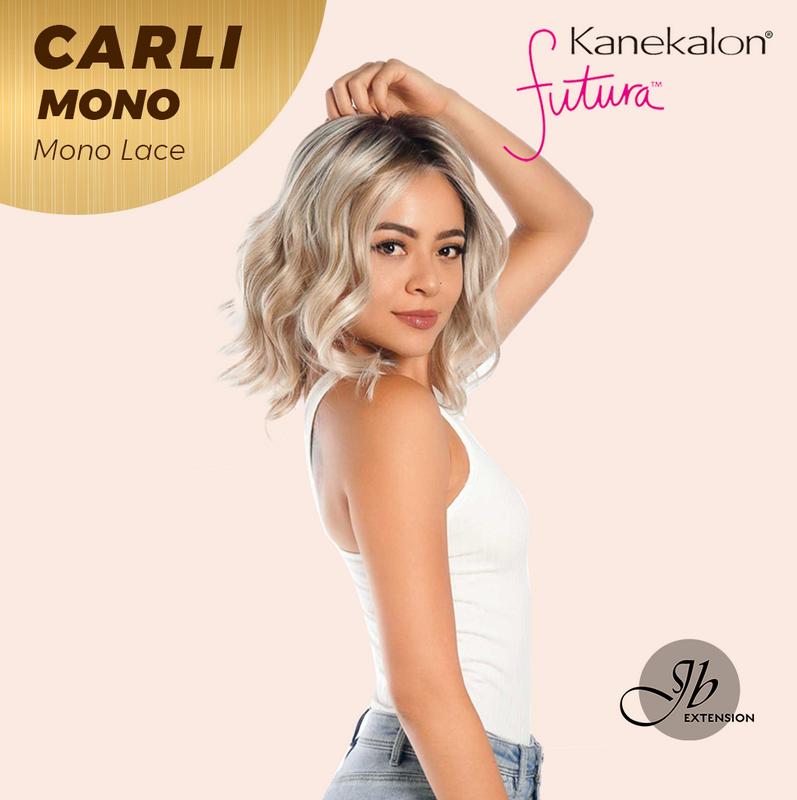 JBEXTENSION CARLI MONO Monofilament Handmade Wig 6X5 Full Monofilament Hand Tied Top Wig 14 Inches Mix Blonde Wave Mono Lace Wig With Anti-slip Silicone Strips Glueless Wig CARLI MONO【BENDY EAR TABS】