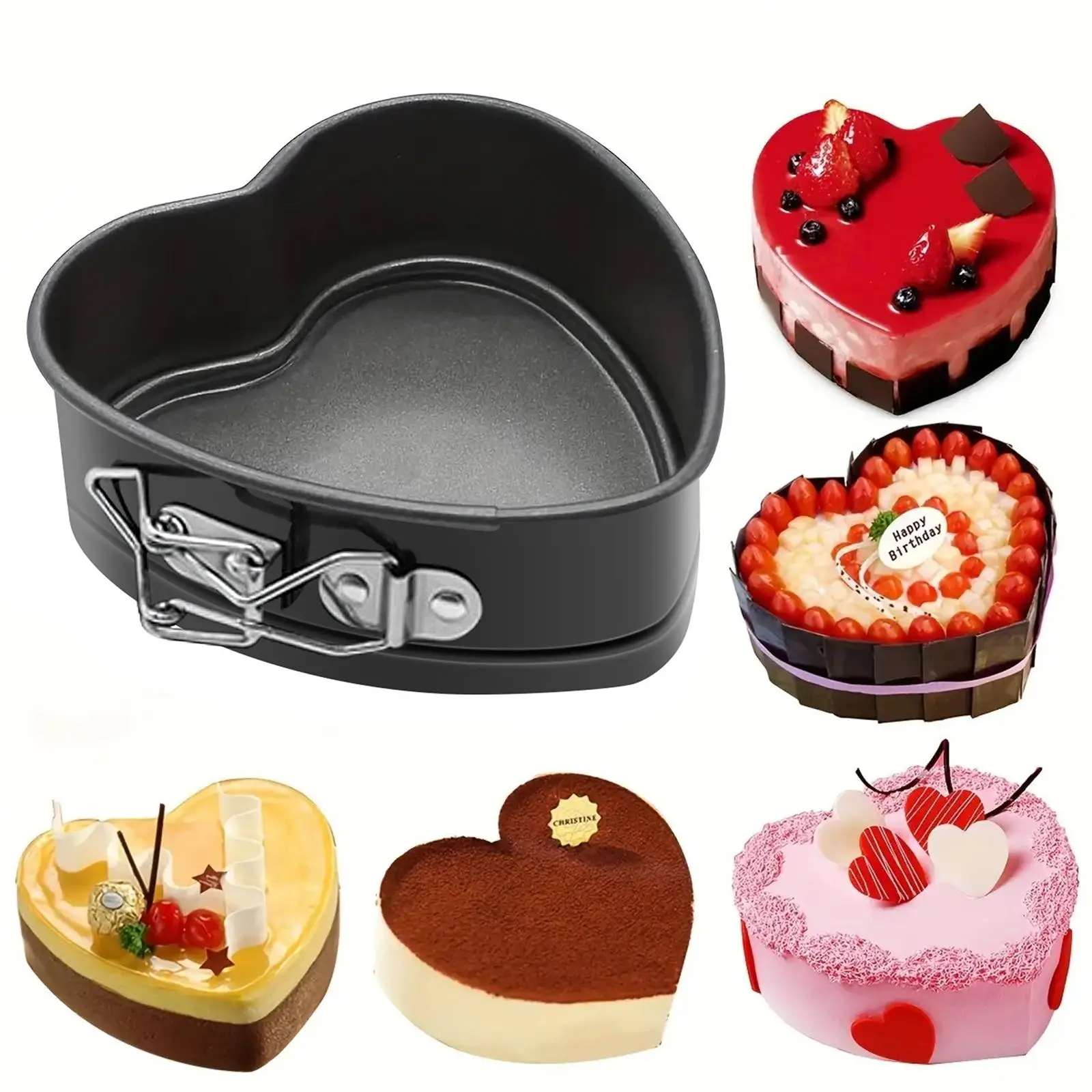Heart Shaped Baking Mold with Removable Bottom, Stainless Steel Non-stick Cake Mold, Cooking Tools, Kitchen Baking Accessories