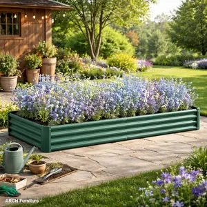 ARCH Anti-Rust Metal Raised Garden Bed Kit - Large Size 7.6x3.7x0.98ft Outdoor Garden Accessories with Open Base for Flower Planters, Vegetables, Herbs Planting Beds, Garden Boxes, Metal Coated,summervibes
