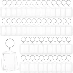 150 Pcs Acrylic Photo Keychain, 2.20x1.61 Inch Clear Blank Picture Frame Keyring with Insert for DIY Personalized Gifts, Wedding, Graduation Favors