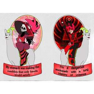 Hazbin Hotel, Alastor & Rosie Double Sided 2 Inch and 2.5 inch Keychain Featuring Killer Llama Wearing a Hat