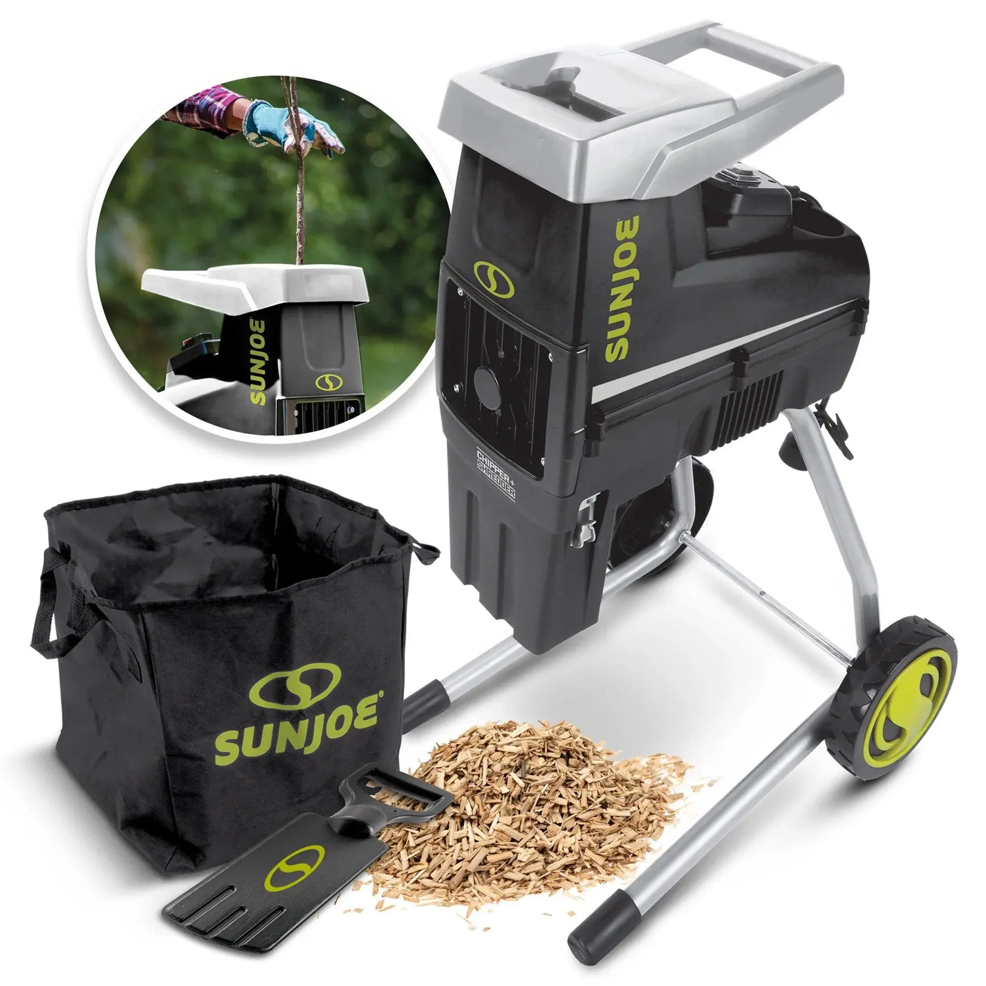 Sun Joe Silent Wood Chipper Shredder, 15 Amp Machine with 1.7" Diameter, CJ603E Sun Joe Silent Wood Chipper Shredder, 15 Amp Machine with 1.7" Diameter, CJ603E