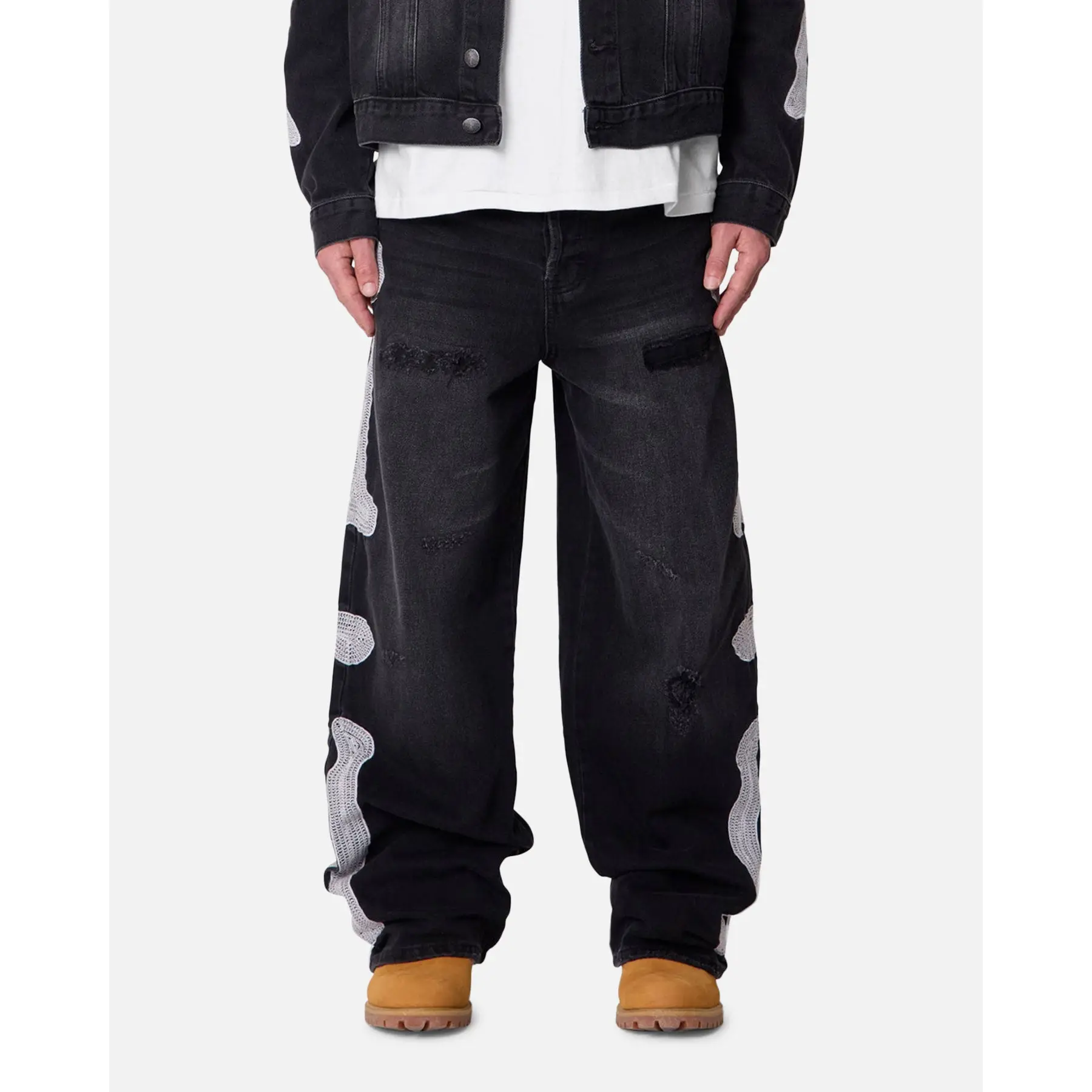 MNML Skeleton Baggy Denim Jeans Washed Black