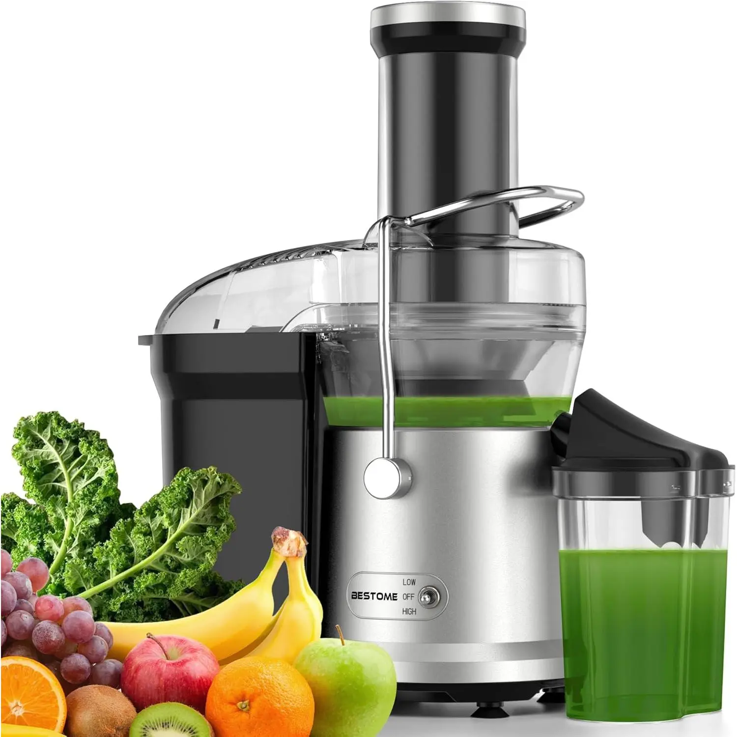 1200W Power Centrifugal Juicer Machine, 3" Wide Feed Chute for Whole Fruits & Veggies, Dual-Speed Multi-Setting Compact Fast Extractor, High Yield Full Copper Motor, Easy Clean BPA-Free Centrifugal Juicers, Compact Centrifugal Juicers