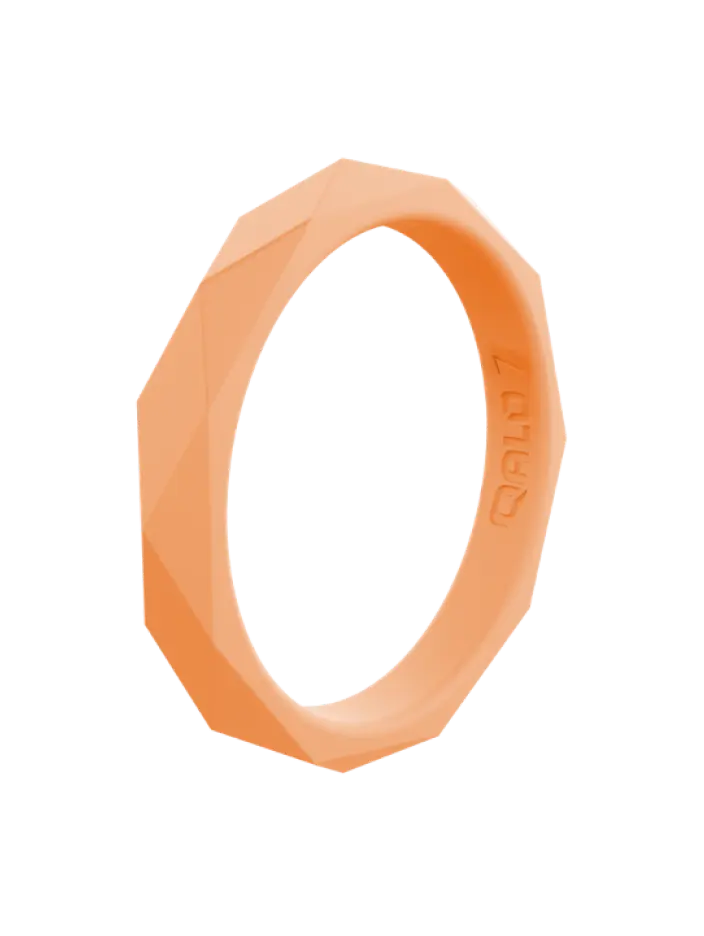 Female 100% Silicone Geo Ring - Angular Cuts Design, Stackable Casual Band, Mix and Match Styles, Contemporary-Nostalgic Fashion Costume Jewelry Accessory