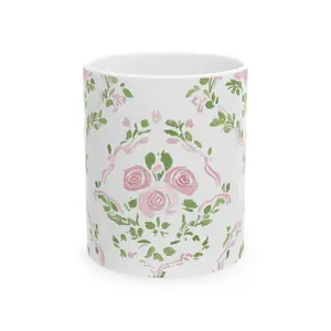 Vintage Floral Ceramic Mug, Tea Cup for Home, Coffee Lover Gift, Mother's Day, Birthday, Floral Decor, Kitchen Essentials