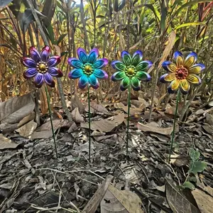 4 pieces of outdoor acrylic colorful flower garden decorative base | Durable and brightly colored garden decorations, courtyard artworks, terrace decorations, lawn accessories, suitable for landscape design, spring, summer and festival decoration