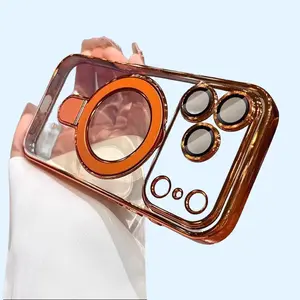 Magnetic Handheld Smartphone Accessory, Transparent Cellphone Case with Lens Protector for IP 17 Pro Max, Anti-Drop Full Protection Cover Compatible with iPhone 16 Pro Max/15/14/13