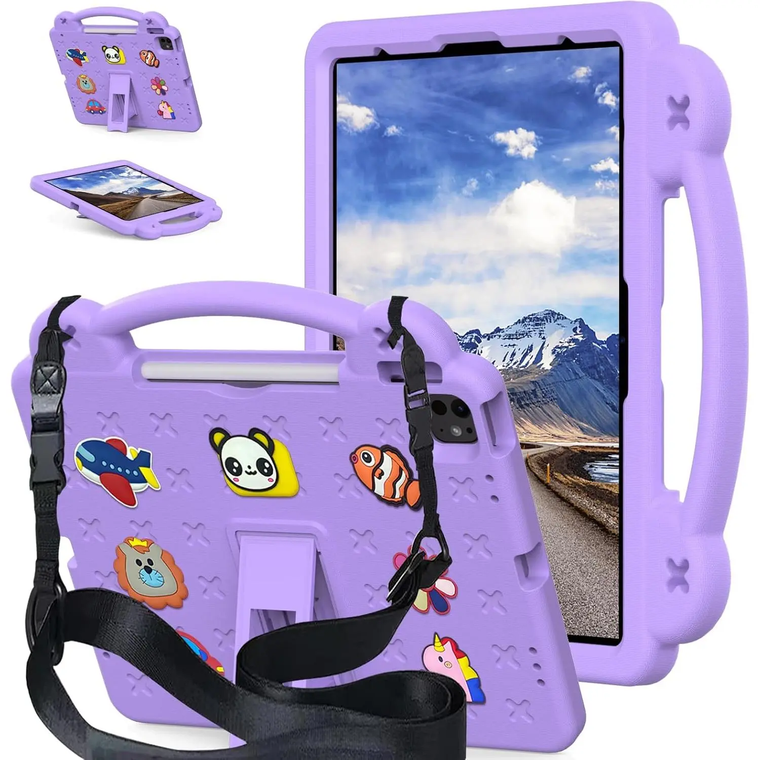 10.1 Inches Durable Tablet Casing & Accessories for ONN 10.1(GEN3)2022(1000071485), Amazon Fire HD10/Fire HD10 Plus(2021/2023) - Sturdy EVA Shockproof Case with Adjustable Foldable Stand, Adjustable Shoulder Strap, Full Protection for Children, Tablet Pro