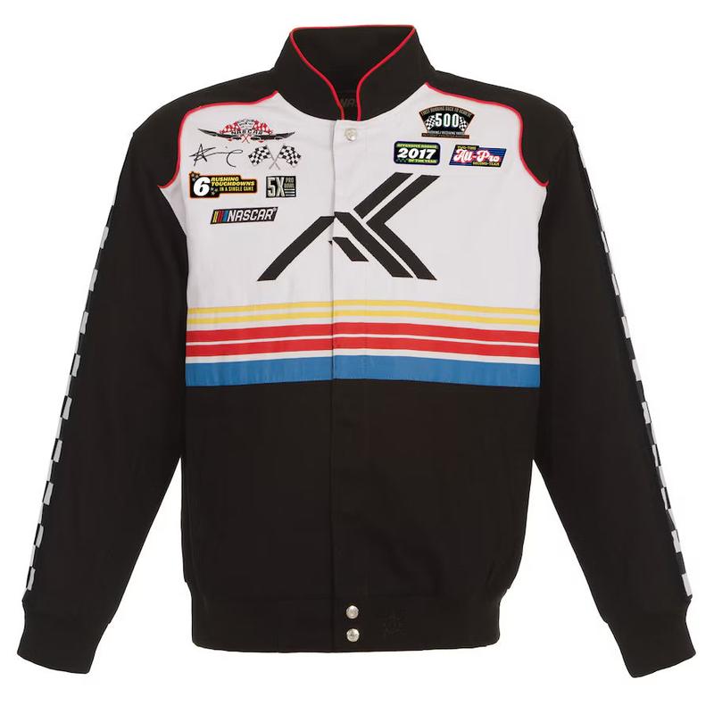 Men's JH Design Black/White NASCAR x Alvin Kamara Logo Full-Snap Twill Jacket