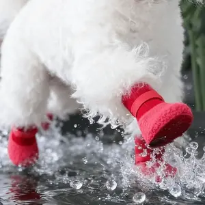 Adjustable Non-Slip Dog Boots | Wear-Resistant & Waterproof Paw Protection for Hiking & All Terrains | Comfortable & Breathable Footwear for Dogs (4-Piece Set)