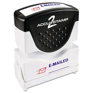 Consolidated Stamp  Accustamp2 Shutter Stamp with Anti Bacteria- Red-Blue- EMAILED- 1.63 x .5