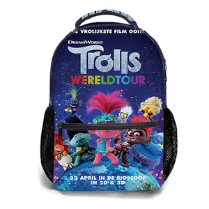 Trolls-World-Tour-Backpacks for Girls, Cute School Backpack for Girls Boys, Aesthetic Bookbag for Teens, Lightweight Classic Backpack for Travel, Work, Picnic A-90