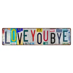 Vintage Love You Bye Sign Above Door Wall Decor Home Hallway Entryway Metal Tin Street Signs Gifts to Express Love and Warm Family 16 x 4 Inches