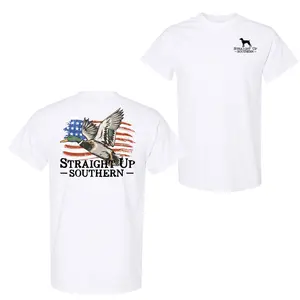 [100% Cotton] Unisex🦆 Duck Hunting Patriotic Shirt, Flying Duck American Flag Graphic Tee, Outdoor Hunting T-shirt, Waterfowl Hunter Gift, Trendy Graphic Tee, Comfortable Fit, Perfect for Outdoor Adventures Fits