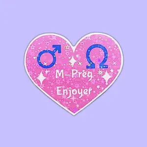 M-Preg Enjoyer Heart Sticker: Omegaverse BL Yaoi Fandom - Glossy or Holographic Laptop Journal Handmade Gift