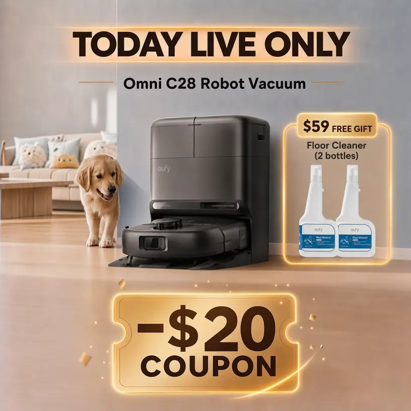 NEW eufy C28 Robot Vacuum and Mop Combo, HydroJet Self-Cleaning Roller Mop, DuoSpiral Detangle Brush, 15,000 Pa Turbo High Suction, 5-in-1 Robot Vacuum and AI Obstacle Avoidance, Powerful Suction Vacuum, Self Cleaning Vacuums