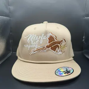 The Pheasant Hat - Khaki Snapback with Embroidered Pheasant Design and Adjustable Back