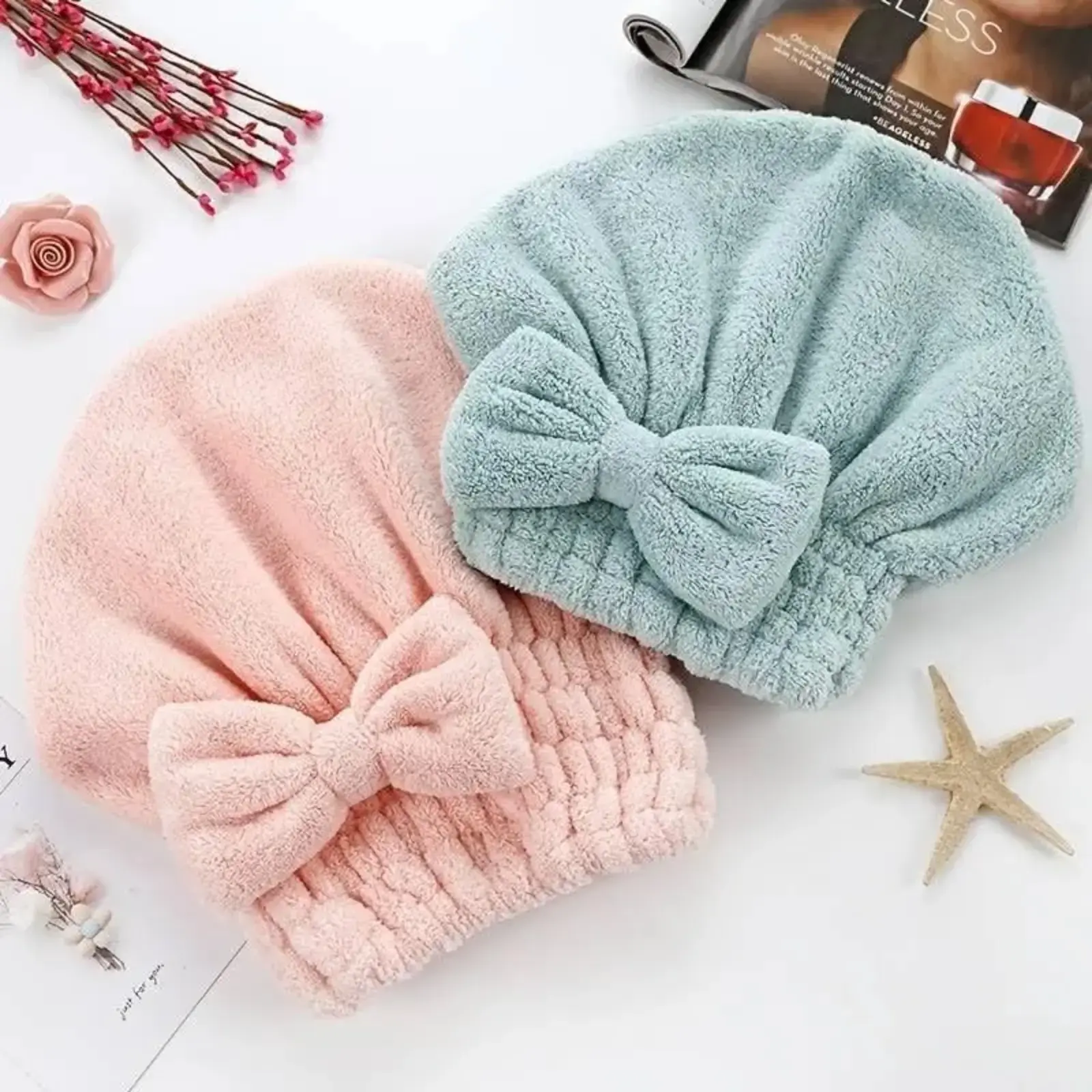 Ultra-Absorbent Microfiber Hair Drying Cap - One Size Fits, Extra Soft Post-Shower Turban Wrap for Women/Girls (Bathroom Home Supply)
