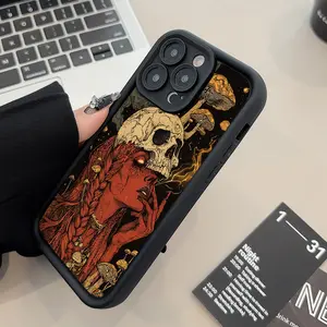 Pattern Phone Case for iPhone 15 Plus 16 Pro Max 14 13 12 11 XS XR Fire Witch Pocket-Friendly Shockproof Silicone Protective SoftCase