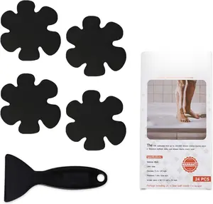 Bathtub Stickers Non-Slip, 24 count Safety Shower Treads Adhesive Appliques with Premium Scrape (Black)