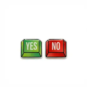 YES NO Button Titanium Stud Earrings