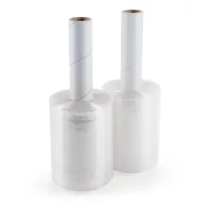 IDL Packaging 5"x 1000' Stretch Wrap Mini Roll of 80 Gauge with Extended Cardboard Handle (Pack of 2 Rolls) - Extra Sticky Clear Plastic Wrap Film - Great for Moving and Office Needs