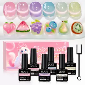 ​​NOCIS Eyeshadow Gel Nail Polish - Magnetic Neon Eye Design | Shimmer Glitter & Holographic Reflective Magnetic Set | 0.5oz Bottles | 6 Shades (Pink, Green, Purple, Yellow, Orange) | For At-Home Manicures | Gel Nail Polish | Essential Manicure Tool​