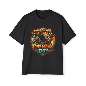 Tony Hawk T-Shirt, Casual Cotton Crew Neck Graphic Tee for Men - Classic Skatewear Apparel