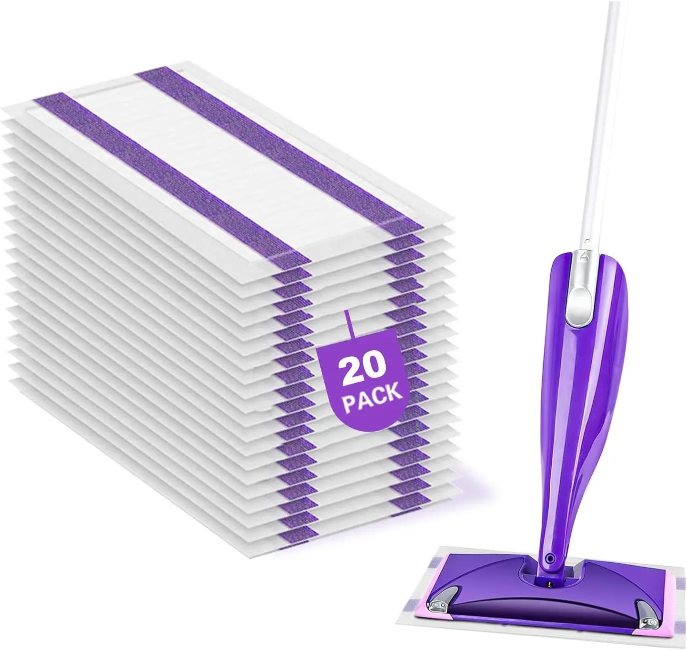Disposable Mop Pad Refills for Swiffer Wet Jet Spray Mops (20-Count) - 4-Layer Thick, Super Absorbent Floor Cleaning Tool for Multi-Surface Hardwood Floor All-Purpose Cleaning