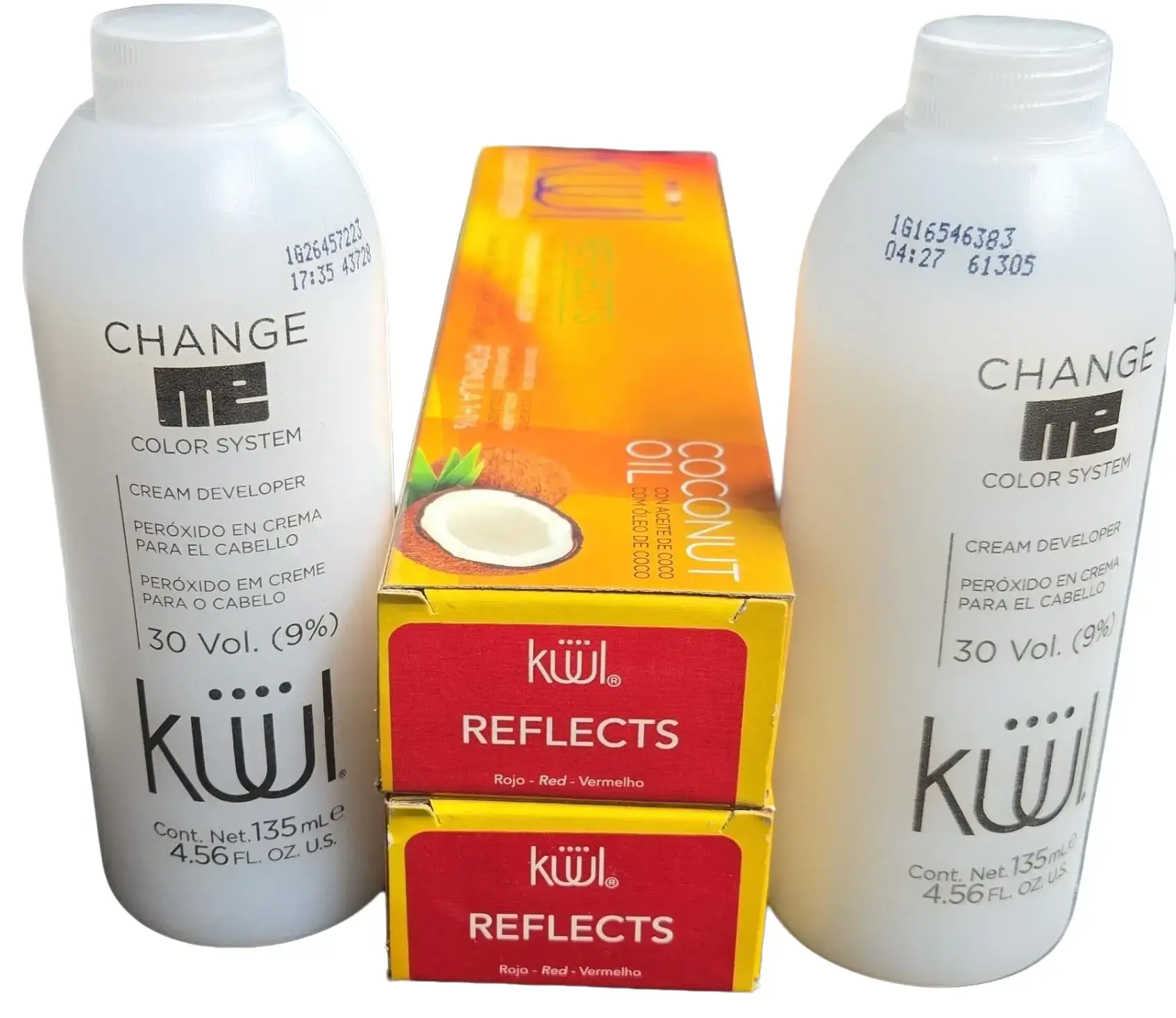 2 Tintes KÜÜL Rojo Reflects 90mlx2 (incluye peróxido) Kuul coloración para el cabello. Rojo brillante Haircare