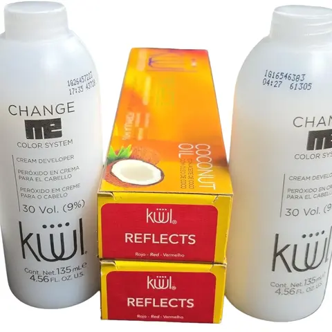 Kuul Cherry Red Haircolor Dye Set - 2 x 90ml Each Hair Dye Tubes with Peroxide & Coconut Oil, Professional Haircare for Colored Hair, At-Home Salon-Like Results