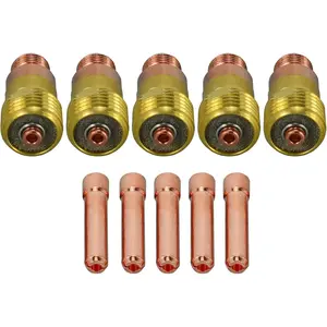 TIG Stubby Gas Lens Collet Bodies 17GL332 10N24S 3/32'' 2.4mm Assort Kit for QQ300 PTA DB SR WP 17 18 26 TIG Welding Torch 10pcs
