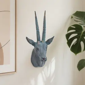 New Animal Head Wall Hanging Decoration Ornament Living Room Entrance Background Wall Vintage Deer Head Antelope Head Resin Craft Wall Art Decor