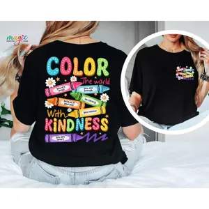 Color the World with Kindness Crayons Shirt, Colorful Teacher Shirt, Back to School Shirt, Funny Student Shirt, Be Kind Shirt, School Shirt