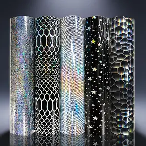 Laser Holographic Texture Heat Transfer Htv 5 Sheets 9.84"x11.81", Easy Cut DIY Film for Heat Transfer Design, Ca Prop 65 Compliant