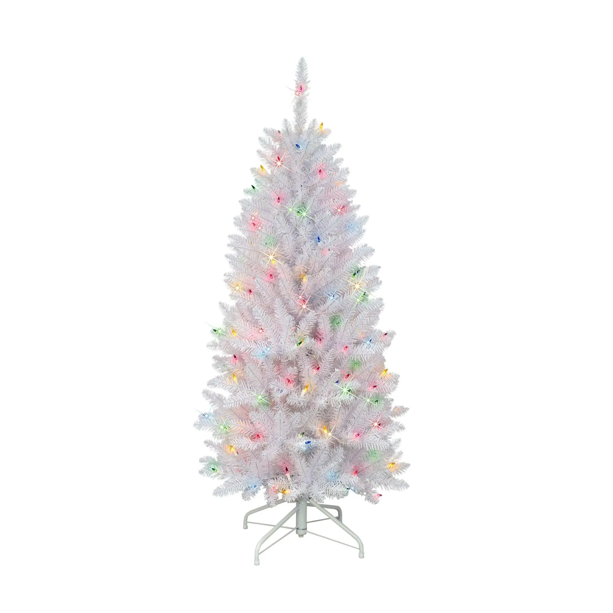 4.5' Pre-Lit Shiny White Fraser Fir ArtificialChristmas Tree